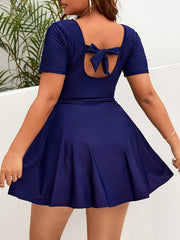  Surplice Neck Short Sleeve One Piece Swimsuit
