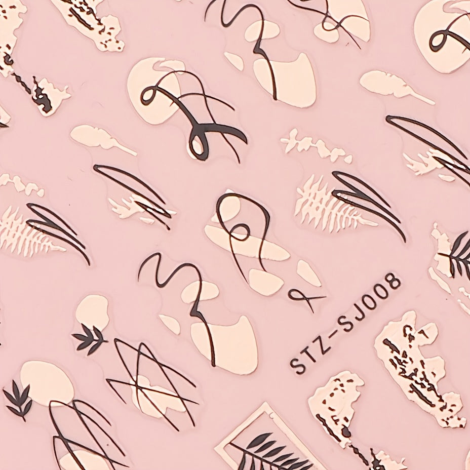 Geometric 3D Nail Art Stickers - Easy to Apply Abstract Decals