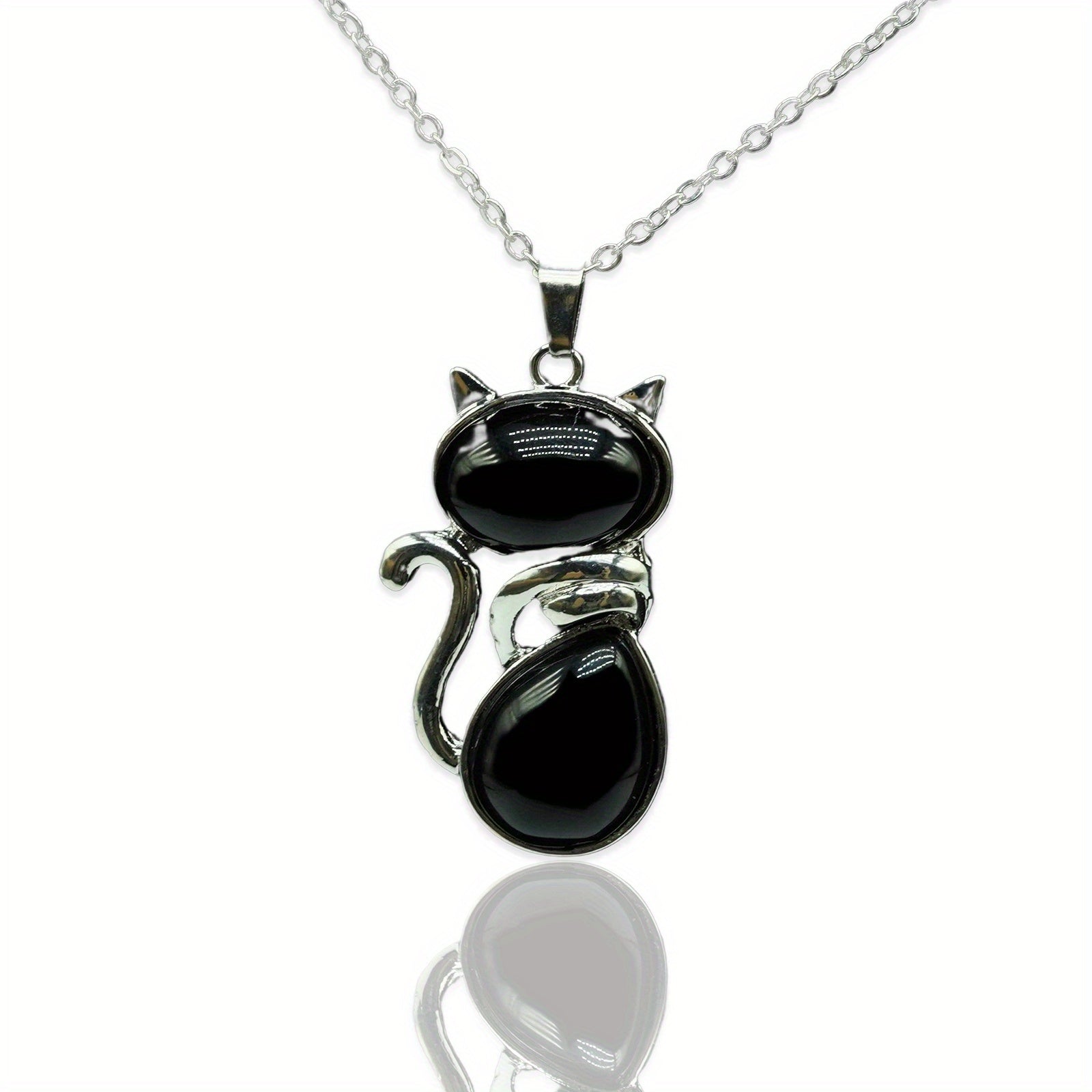 Cat Crystal Pendant Necklace Natural Quartz Stone Jewelry