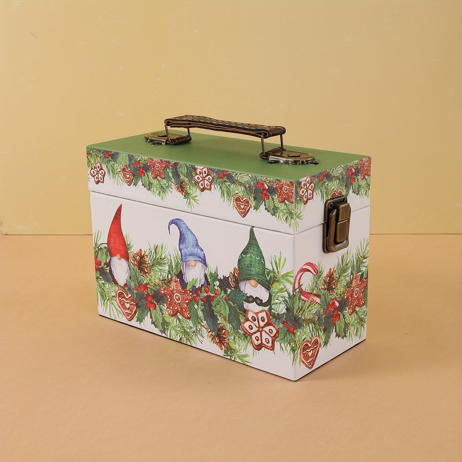 Christmas Pattern Organizer Storage Box Vintage Rectangular Case