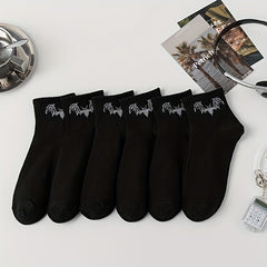 6 Pairs Bat Pattern Socks Halloween Short Socks Women's Stockings