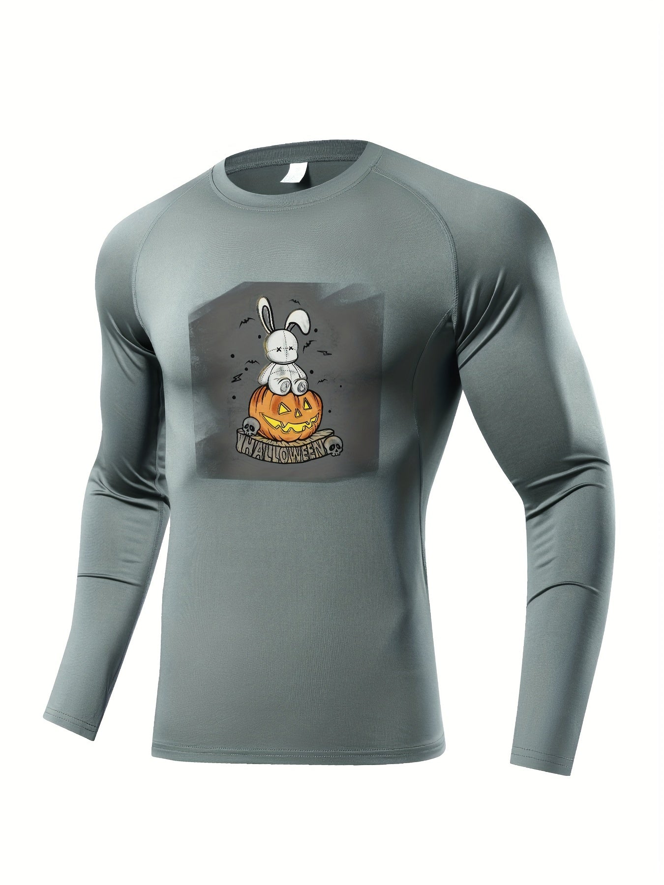 Skeleton Compression Shirt Men Long Sleeve Athletic High Elastic Baselay