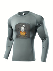 Skeleton Compression Shirt Men Long Sleeve Athletic High Elastic Baselay