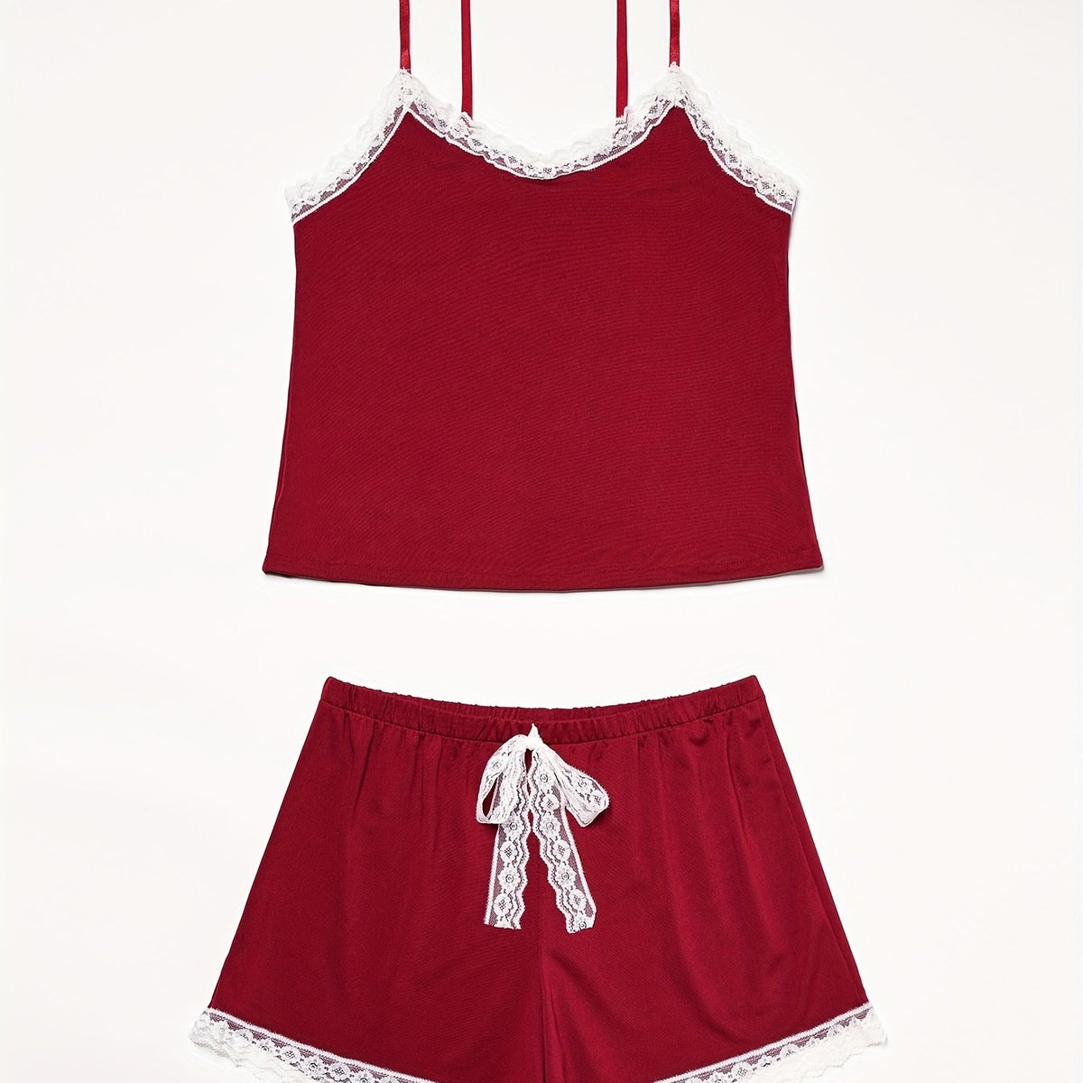Lace Trim Pajama Set Cami Top & Shorts Women's Sleepwear