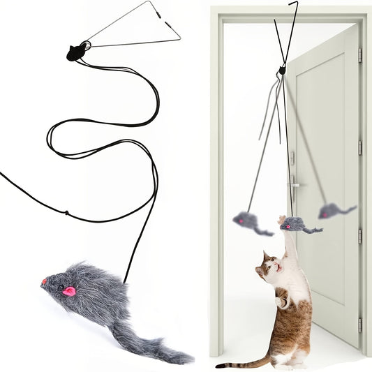 Interactive Door Hanging Cat Toy with Mouse Teaser