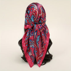 Boho Phoenix Tai Print Bandana Satin Shawl Silk Square Scarf