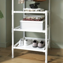 Corner Coat Rack Shoe Rack With Hooks and Shelves