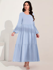 Ruched Lantern Sleeve Maxi Dress Women's Clothing