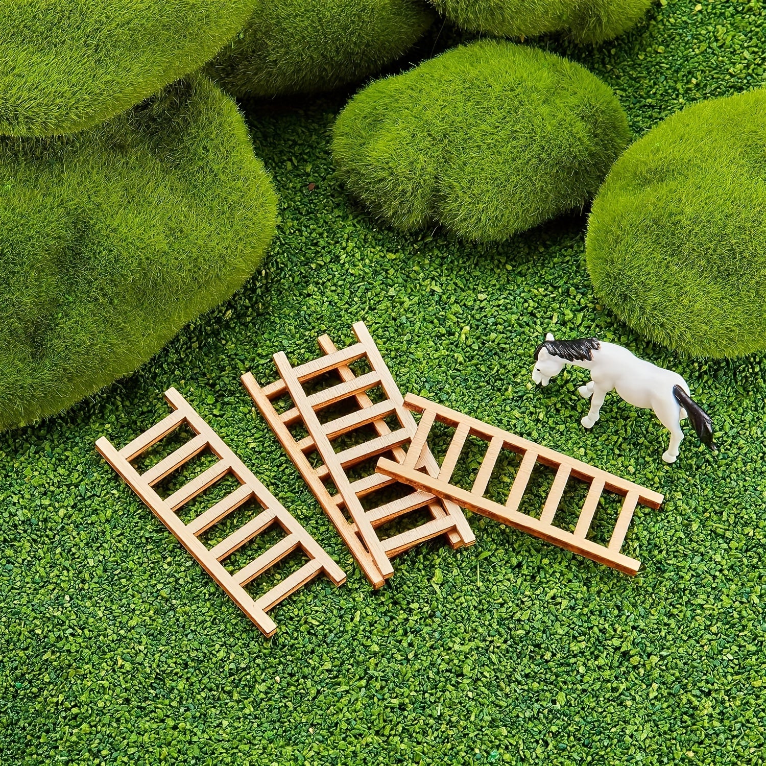 10pcs Mini Wooden Ladder Fairy Garden Dollhouse Decor DIY Craft Accessory