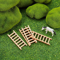 10pcs Mini Wooden Ladder Fairy Garden Dollhouse Decor DIY Craft Accessory
