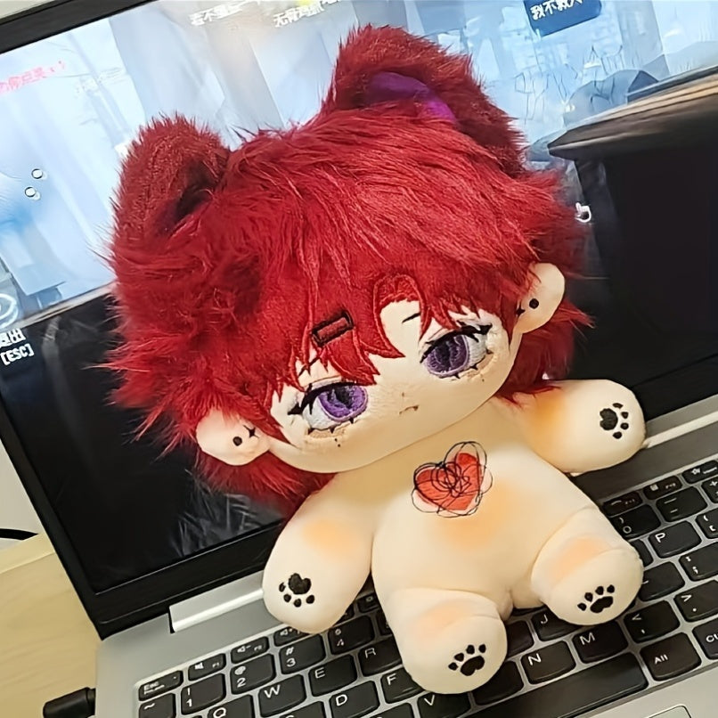 20Cm Plush Doll Red Long Hair with Big Ears DIY Doll Year Gift