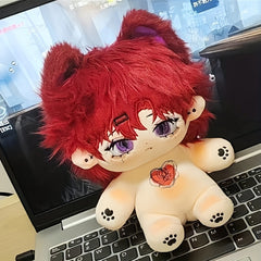 20Cm Plush Doll Red Long Hair with Big Ears DIY Doll Year Gift