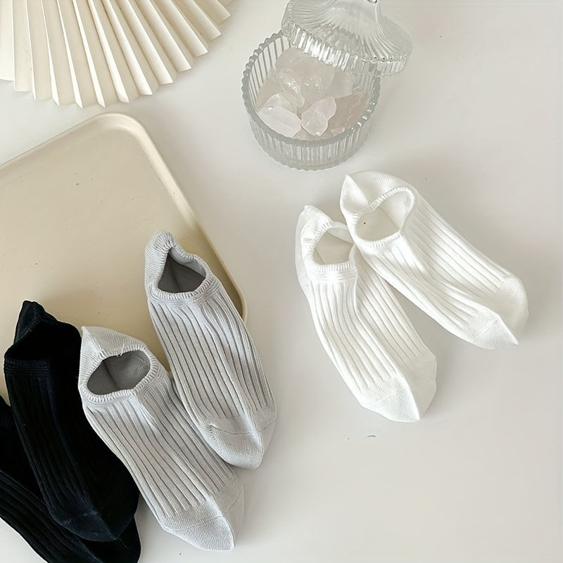 10 Pairs Solid Ankle Socks Soft & Comfy Women's Stockings