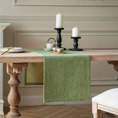 Green Burlap Farmhouse Table Runner 33" Rustic Woven Dining Everyday Use