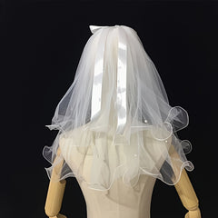 Pearl Bow 3D Butterfly Veil Set for Weddings & Parties