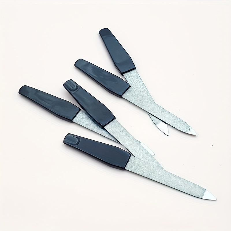 5Pcs Stainless Steel Nail File with Plastic Handle for Manicure/Pedicure