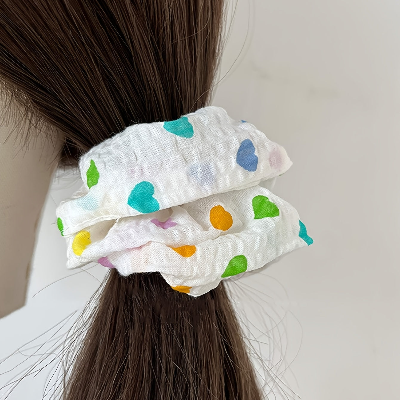 Colorful Love Pattern Hair Rope Large Circle Head Rope Hair Accessories