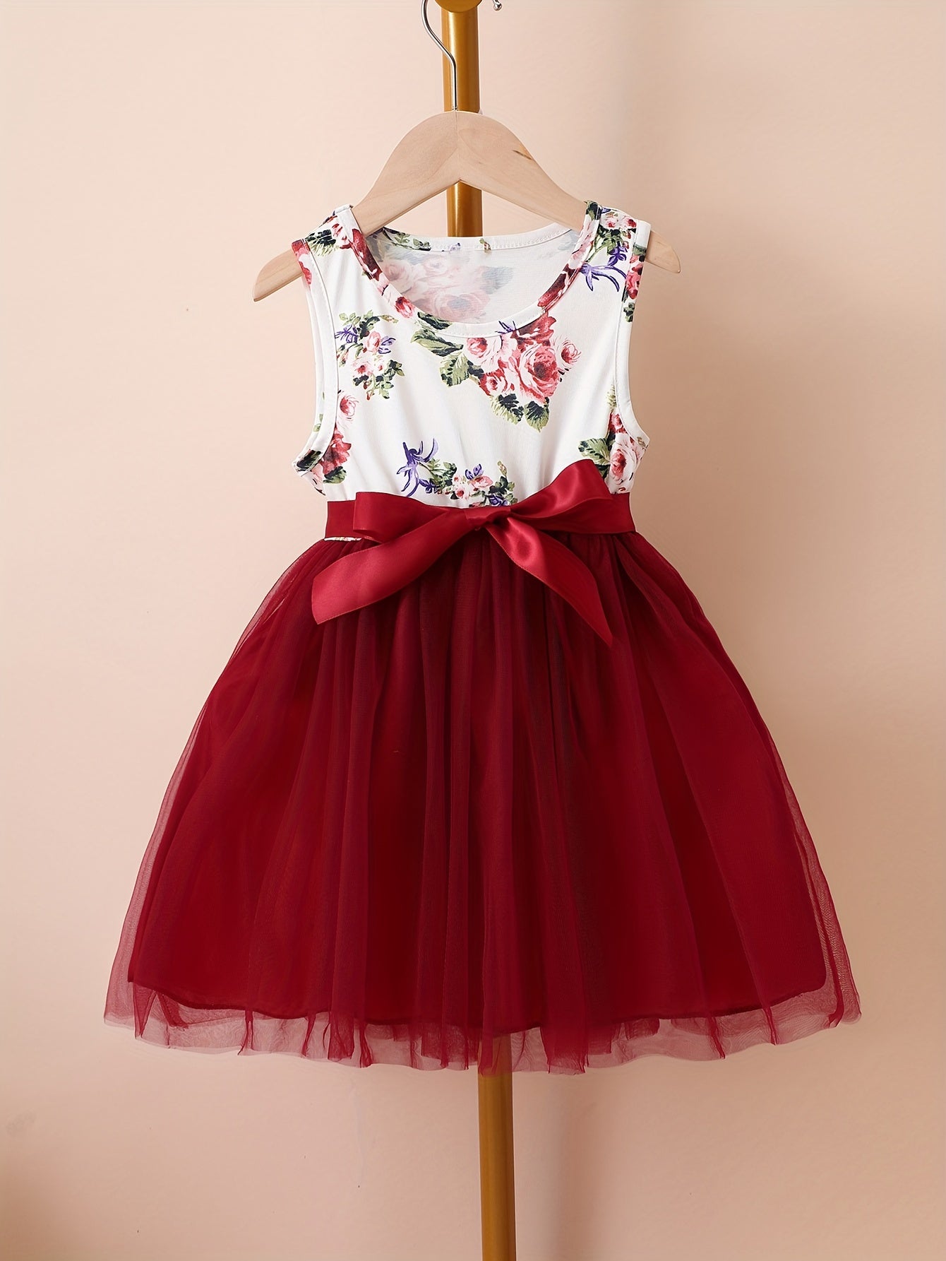 Girl's Floral Mesh Dress & Cardigan Set Casual Outfits Spring Autumn