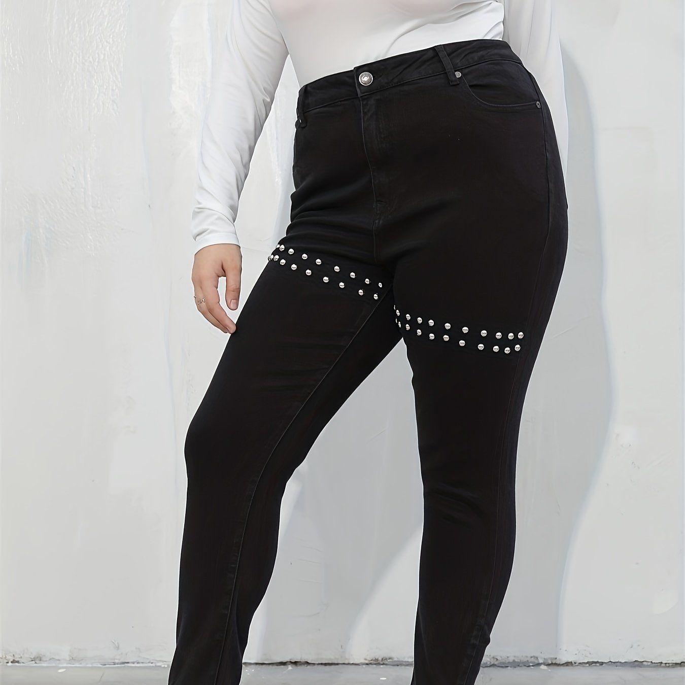  Y2K Pearl Decor Straight Leg Denim Pants