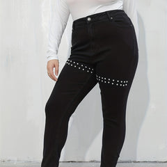  Y2K Pearl Decor Straight Leg Denim Pants