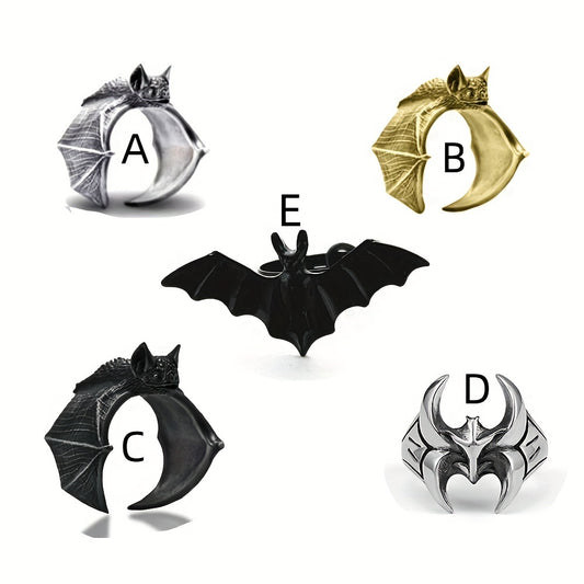 Retro Metal Cold Wind Bat Ring Male Niche Ring Jewelry