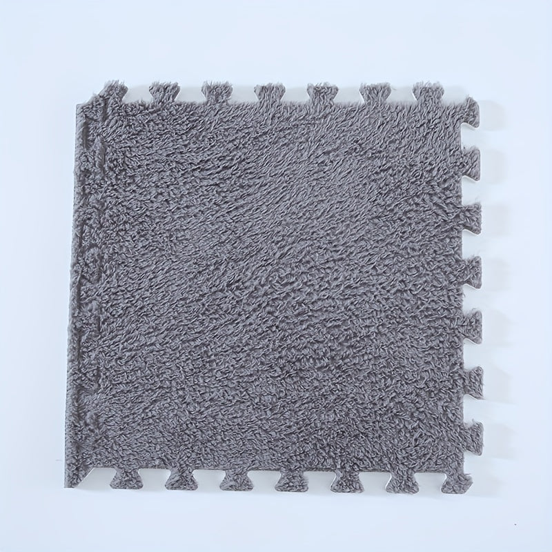 12pcs Plush Puzzle Floor Mat Interlocking Carpet Fluffy Rug