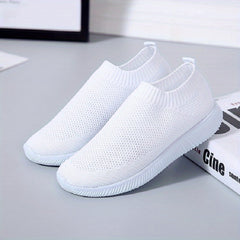 Women's Solid Slip-On Tennis Shoes Casual Low Top Sneakers