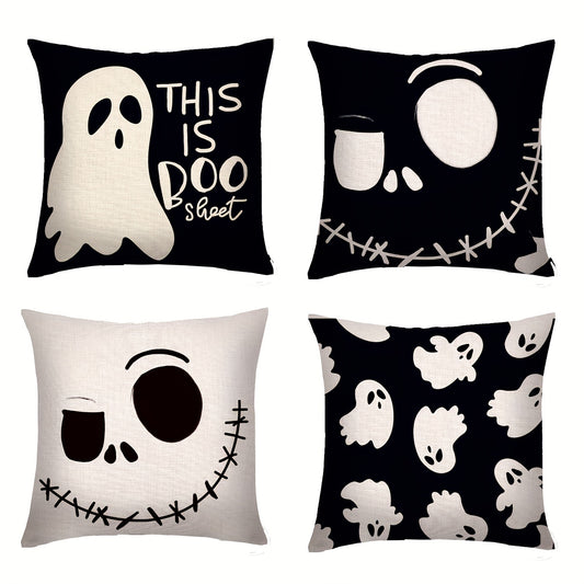 Halloween Cotton Linen Square Throw Pillow Case Decorative Cushion Cover