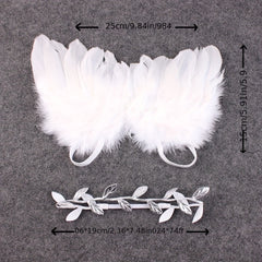 Newborn Angel Feather Leaf Hairband Set
