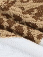  Leopard Print V Neck Sweater