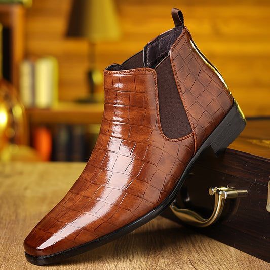 PLUS SIZE Men's Plaid Chelsea Boots Wear resistant Non Slip Boots