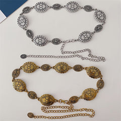 Vintage Carved Floral Pattern Belt for Women