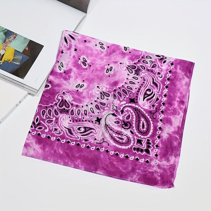 12pcs Tie Dye Double Cashew Flower Square Towel Multifunctional Headscarf