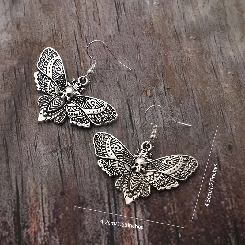Gothic Retro Butterfly Moth Skull Head Women's Earrings