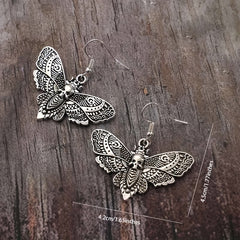 Gothic Retro Butterfly Moth Skull Head Women's Earrings
