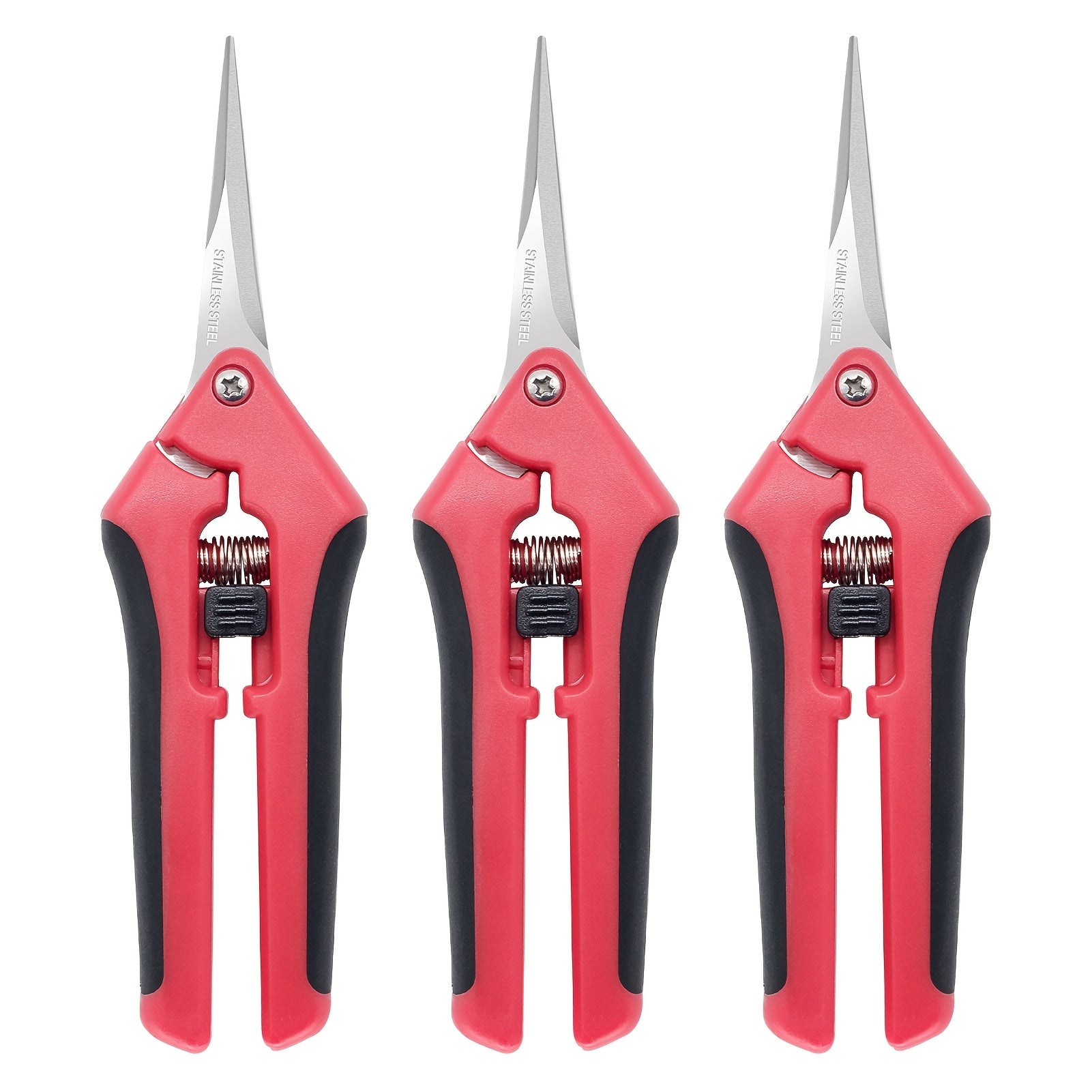 3pcs Pruning Shears Straight Blades Stainless Steel Pruning Scissors