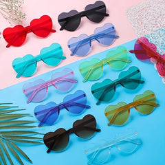 12 Pairs Heart Shape Sunglasses Candy Rimless Glasses for Party Favor Cosplay