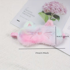 Cartoon Blackout Plush Eyeshade Cat Soft Comfy Blindfold For Travel Rest Nap
