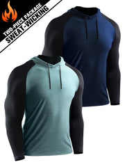 2 Pcs Men's Sports Compression Hoodies - Quick Drying & Stretch Fit