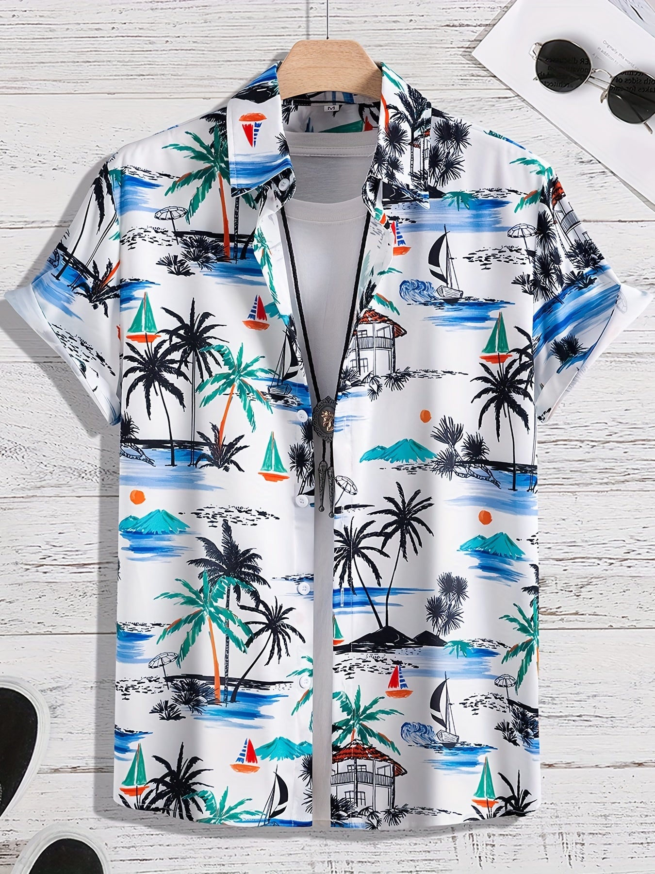 Men's Leaf Pattern Button Up Shirt