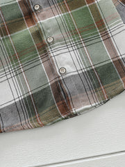 Boys Plaid Lapel Shirts Long Sleeve Button Down Tops Spring Fall Outwear