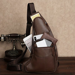 Leather Sling Bag Crossbody Backpack For Men Women Travel Outdoor Sports