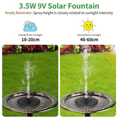 3.5W Solar Fountain For Bird Bath - Upgraded Pump with 6 Nozzles