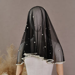 Faux Bridal Veil Red/Golden Wine Soft Nylon Tulle Beaded Edge Hand Wash