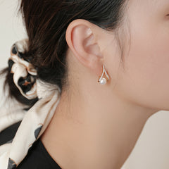 A Shaped Diamond Pearl Earrings - Wedding Party Christmas Earrings