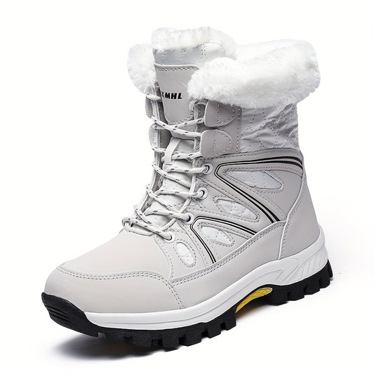 Faux Fur Lined Thermal Thick Sole Winter Boots Weather Resistance Snow Boots
