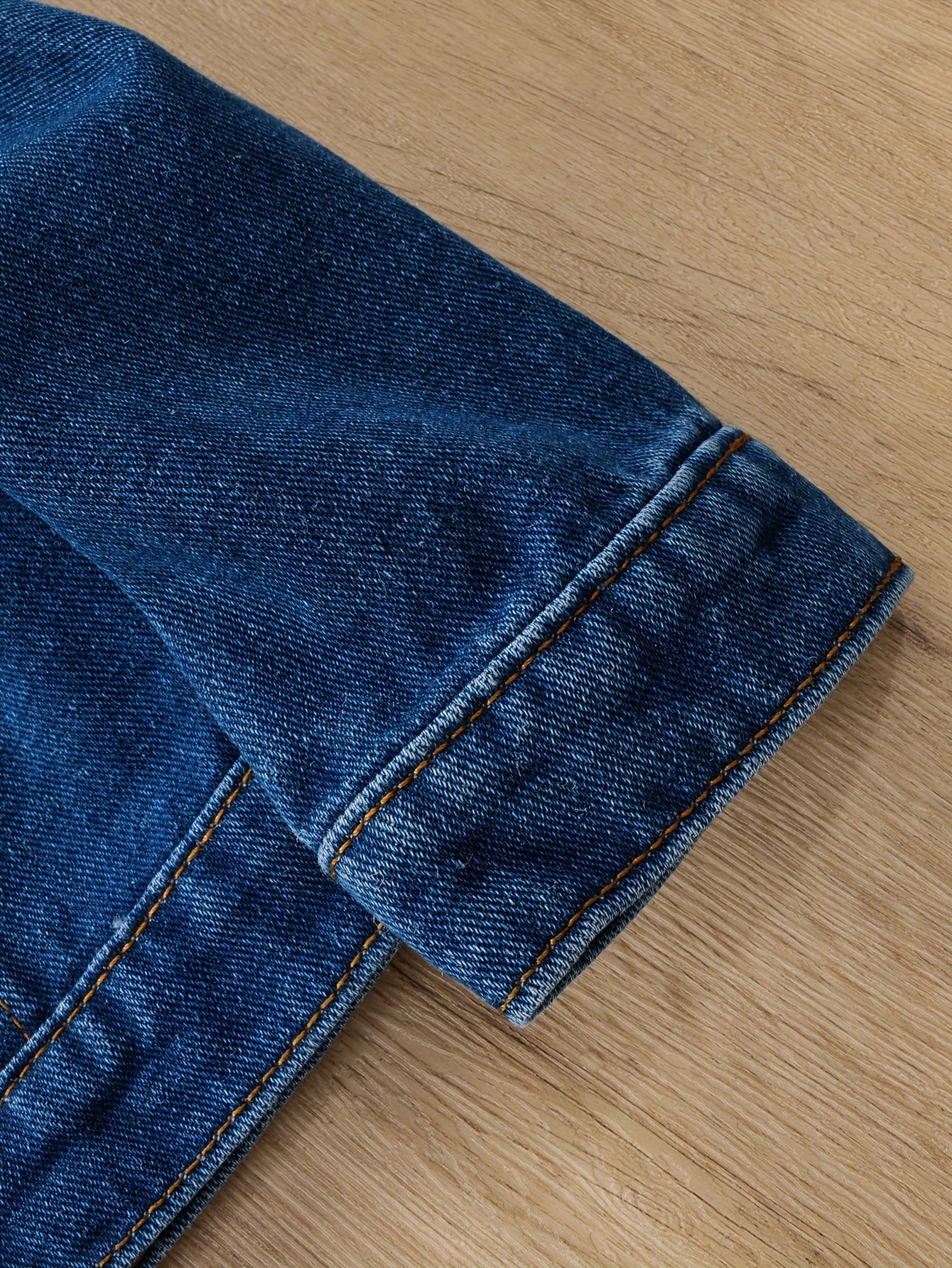 Girls' Denim Jacket Button Collar Pocket