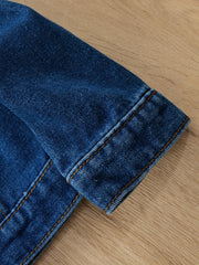 Girls' Denim Jacket Button Collar Pocket