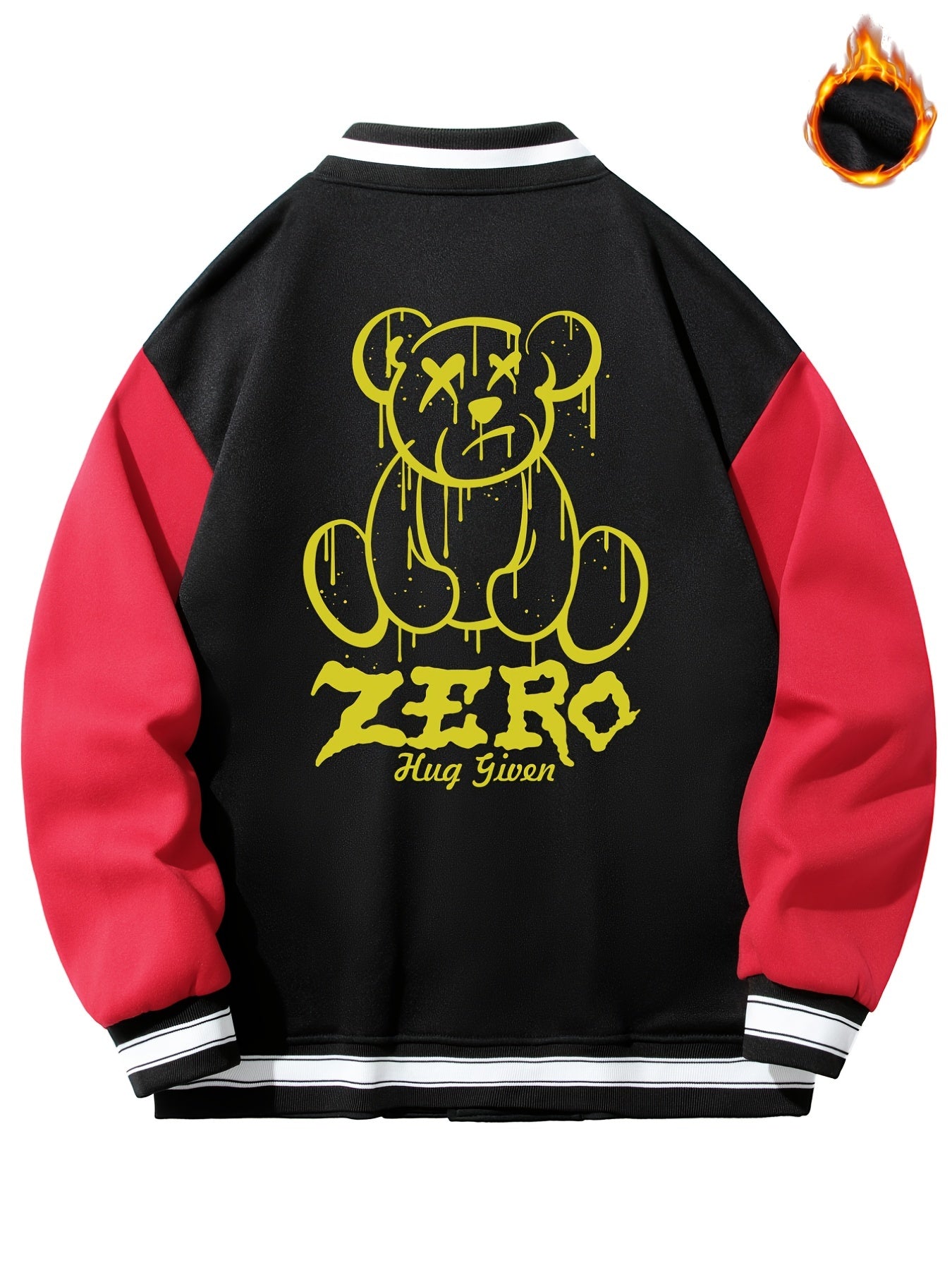 Men's Baseball Collar Muppet Bear Print Jacket