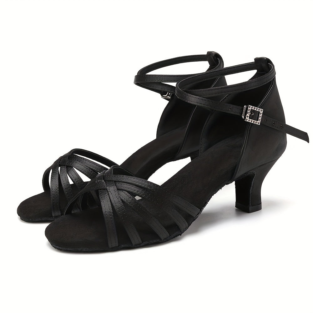 Women's Soft Medium Heel Latin Dance Shoes Open Toe Sandals